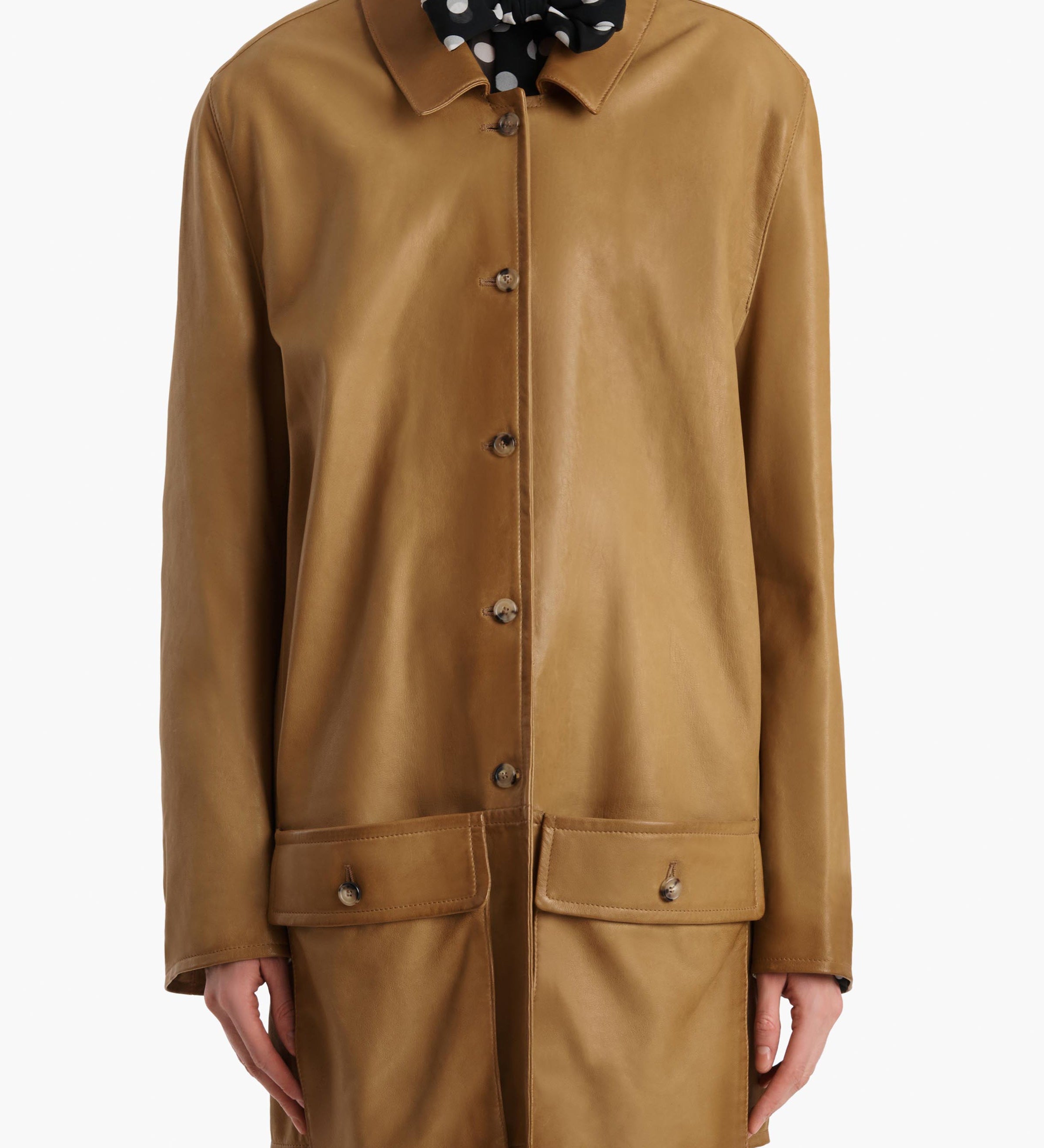 Khaite - Harmon Coat in Golden Ochre Washed Leather