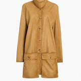Khaite - Harmon Coat in Golden Ochre Washed Leather