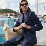 DÔEN - HARRISON JACKET -- NAVY GESSATO STRIPE