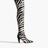 Khaite - Harvey Over - the - Knee High Boot in Zebra Print Haircalf and Black Suede
