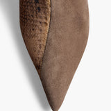 Khaite - Harvey Over-the-Knee High Boot in Morning Dove Suede and Taupe Python-Embossed Leather