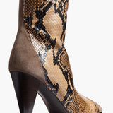 Khaite - Harvey Over-the-Knee High Boot in Morning Dove Suede and Taupe Python-Embossed Leather