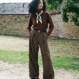 DÔEN - LAWRENCE PANT -- BROWN HERRINGBONE