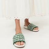 Loeffler Randall - Henri Green/White Crochet Raffia Sandal