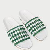 Loeffler Randall - Henri Green/White Crochet Raffia Sandal