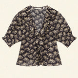 DÔEN - HENRI TOP -- NOIR ROSIER FLORAL