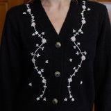 Ciao Lucia - Karolina Embroidered Alpaca Cardigan Black