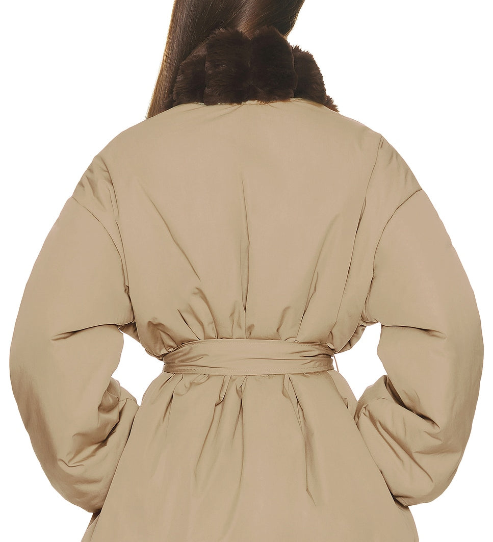 Helsa - Bubble Puffer With Faux Fur