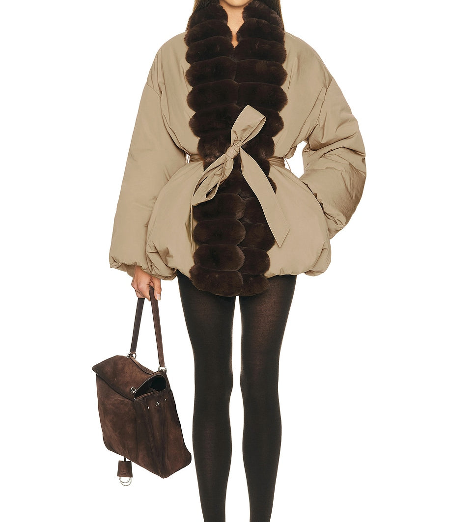 Helsa - Bubble Puffer With Faux Fur