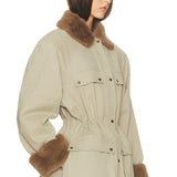 Helsa - The Balmoral Jacket With Faux Fur Trim in Khaki