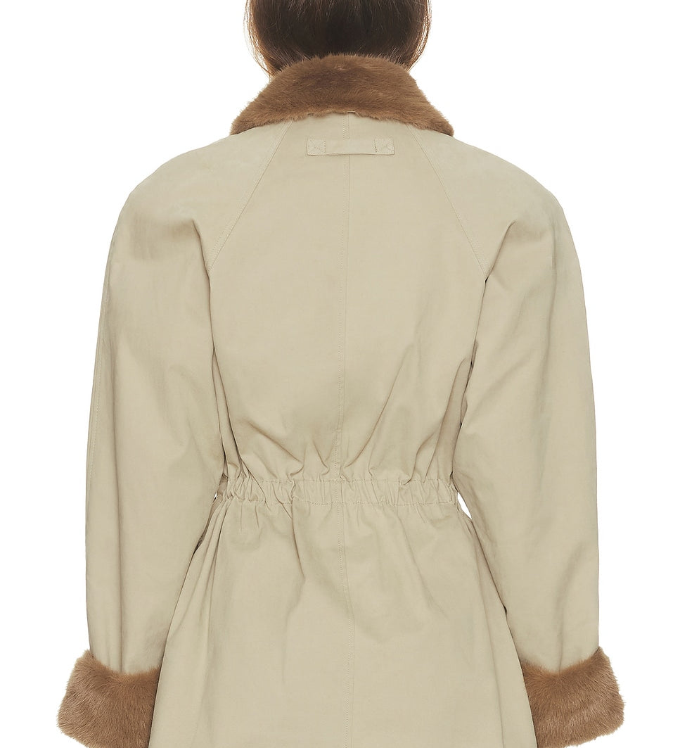 Helsa - The Balmoral Jacket With Faux Fur Trim in Khaki