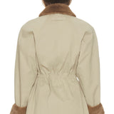 Helsa - The Balmoral Jacket With Faux Fur Trim in Khaki