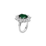 Dorsey - HOUGHTON RING IN DEEP LAB EMERALD AND MOISSANITE, STERLING SILVER