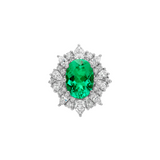 Dorsey - 14K HOUGHTON RING IN LAB EMERALD AND LAB DIAMOND, 14K WHITE GOLD