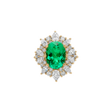 Dorsey - 14K HOUGHTON RING IN LAB EMERALD AND LAB DIAMOND, 14K YELLOW GOLD