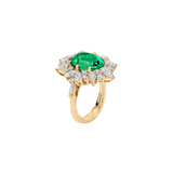 Dorsey - HOUGHTON RING IN LAB EMERALD AND MOISSANITE, GOLD VERMEIL