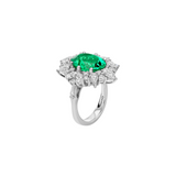 Dorsey - HOUGHTON RING IN LAB EMERALD AND MOISSANITE, STERLING SILVER