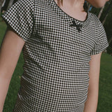 DÔEN - HUCKLEBERRY TEE -- NOIR LA MADDALENA GINGHAM