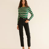 DÔEN - HYERES CASHMERE SWEATER -- VERT CARRINGTON STRIPE