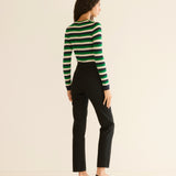 DÔEN - HYERES CASHMERE SWEATER -- VERT CARRINGTON STRIPE