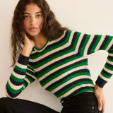 DÔEN - HYERES CASHMERE SWEATER -- VERT CARRINGTON STRIPE