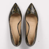 Jamie Haller - The Kitty Point Heel in Olive Snake