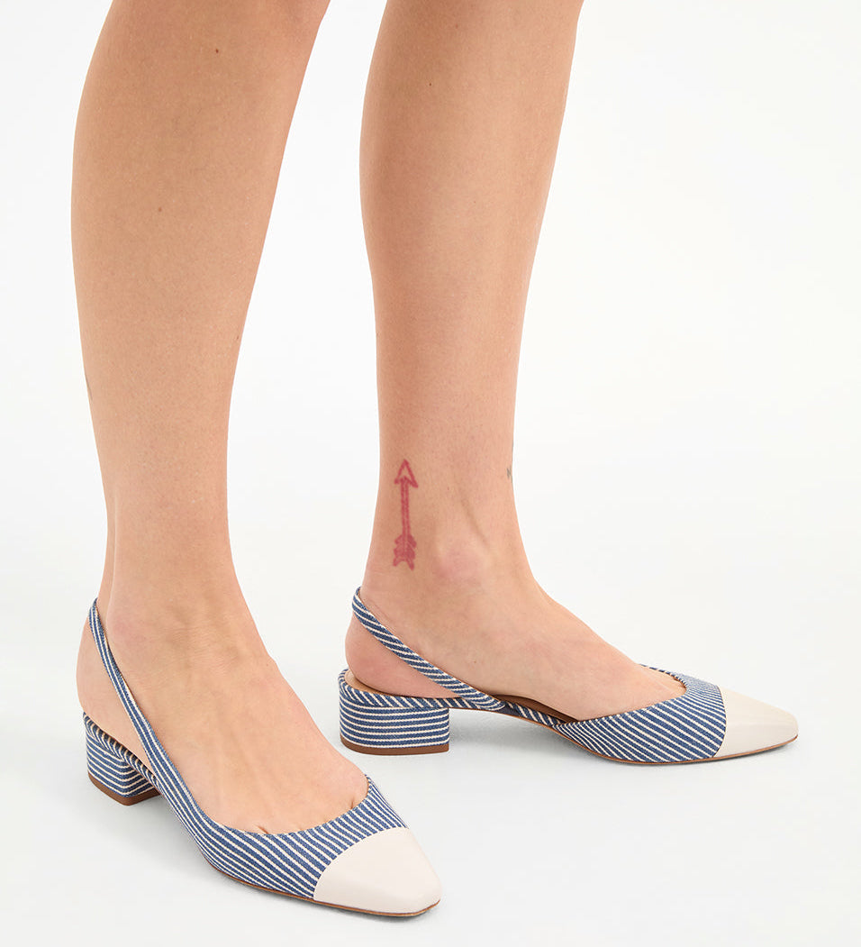 Veronica Beard - Cecile Denim Cap - Toe Slingback