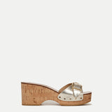 Veronica Beard - Dallas Metallic Leather Buckle Sandal