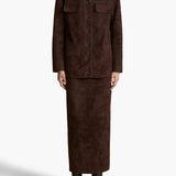 Khaite - Loxley Skirt in Dark Brown Suede