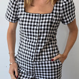 Ciao Lucia - Nadia Gingham Top