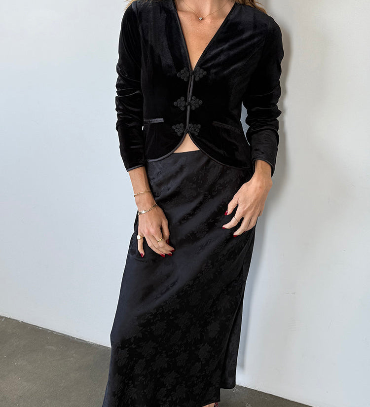 Ciao Lucia - Concetta Black Jacquard Skirt