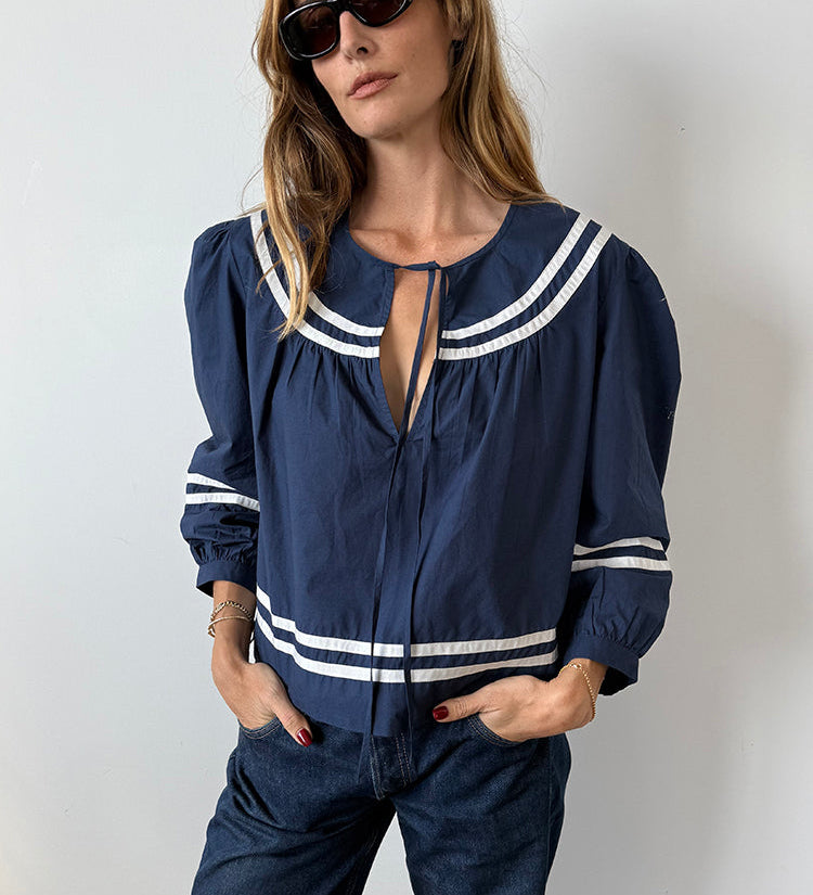 Ciao Lucia - Joa Navy Cotton Top