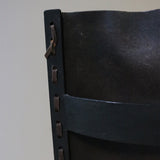 Lemieux Et Cie - Beautifully Patinaed Vintage Leather and Iron Dining Chairs in the Manner of Jean-Michel Frank - 6 Available