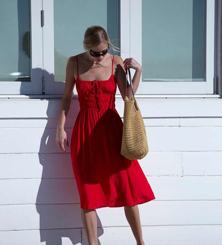Ciao Lucia - Gabriela Chili Silky Satin Dress