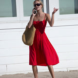 Ciao Lucia - Gabriela Chili Silky Satin Dress