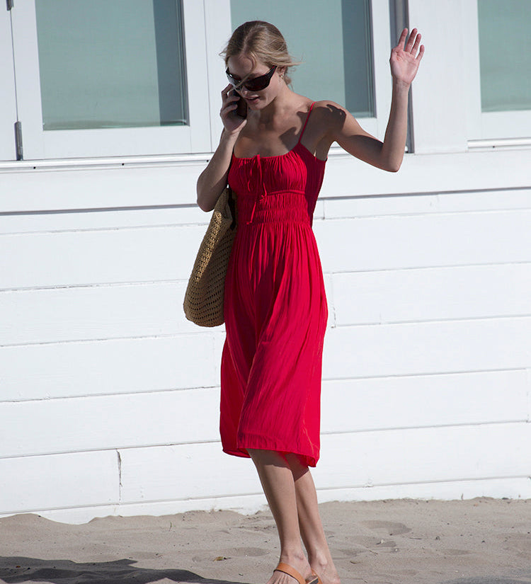 Ciao Lucia - Gabriela Chili Silky Satin Dress