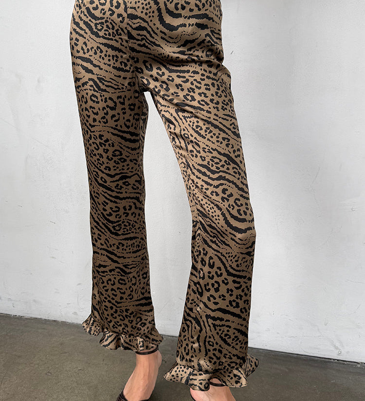 Ciao Lucia - Kaja Pant Leopard Print Silk Charmeuse