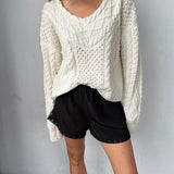 Ciao Lucia - Chrissie Ivory Cable Knit Sweater