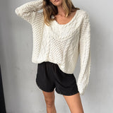 Ciao Lucia - Chrissie Ivory Cable Knit Sweater
