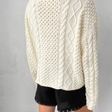 Ciao Lucia - Chrissie Ivory Cable Knit Sweater