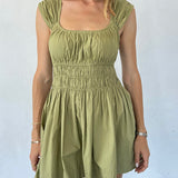Ciao Lucia - Abella Khaki Washed Cotton Poplin Dress