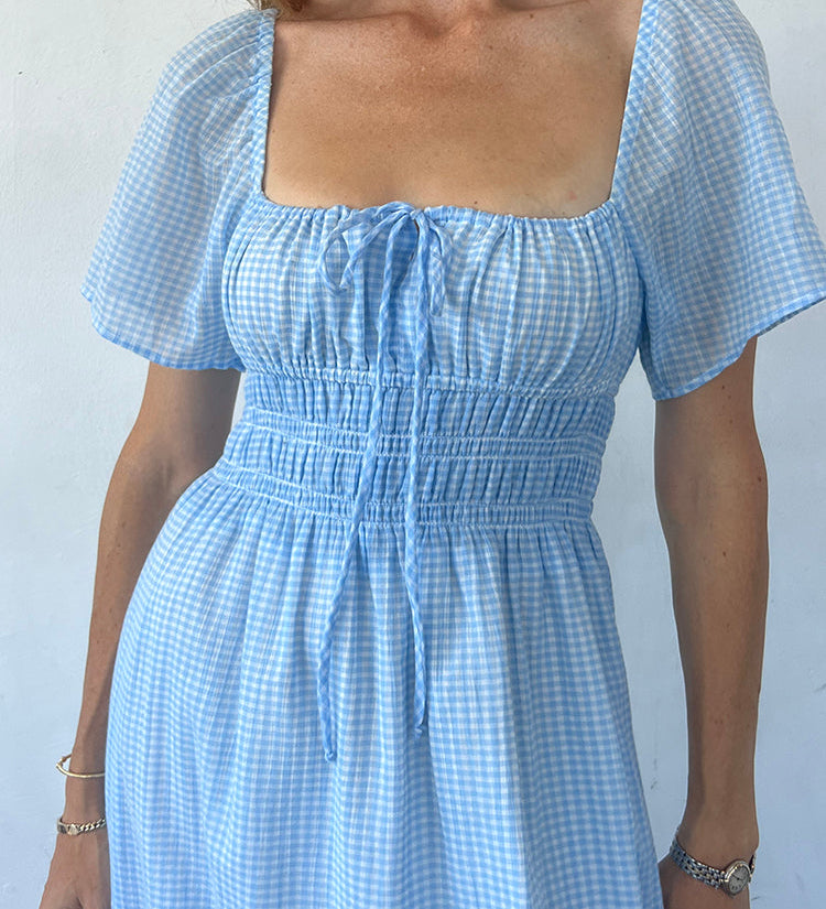 Ciao Lucia - Fiorella Sky Gingham Midi Dress