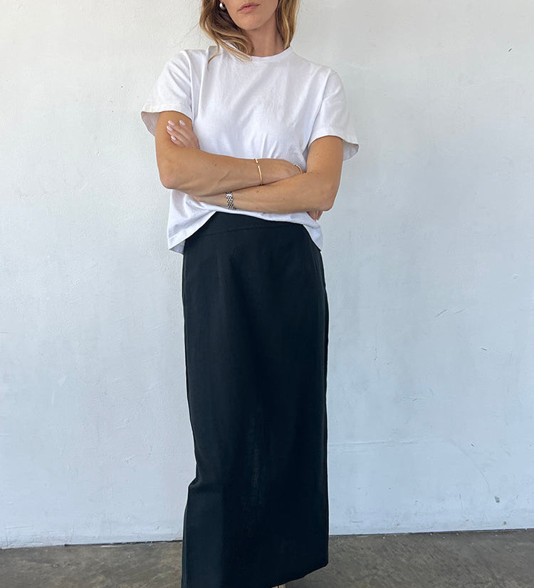 Ciao Lucia - Borgia Black Linen Skirt