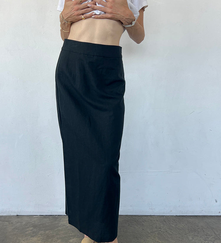 Ciao Lucia - Borgia Black Linen Skirt