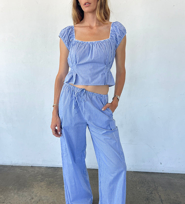 Ciao Lucia - Marceau Striped Cotton Poplin Pant