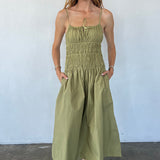 Ciao Lucia - Russo Khaki Washed Cotton Poplin Dress