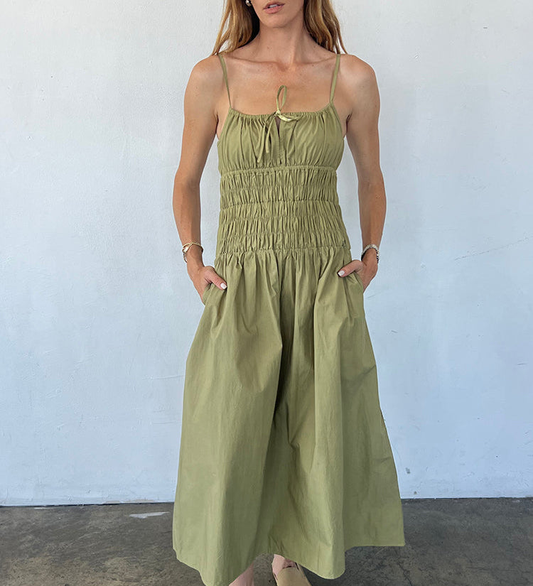 Ciao Lucia - Russo Khaki Washed Cotton Poplin Dress