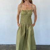 Ciao Lucia - Russo Khaki Washed Cotton Poplin Dress