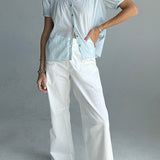 Ciao Lucia - Izaro Baby Blue Embroidered Cotton Top