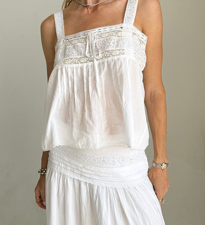Ciao Lucia - Euri White Embroidered Cotton Top